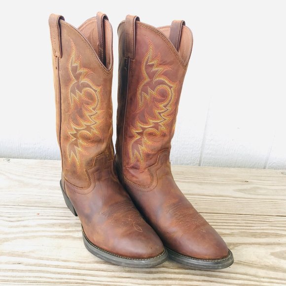 Justin Boots Shoes | Justin Stampede Huck Cowboy Western Boots Mens Sz 9 D Leather 2551 | Color: Brown | Size: 9 | Designparade's Closet